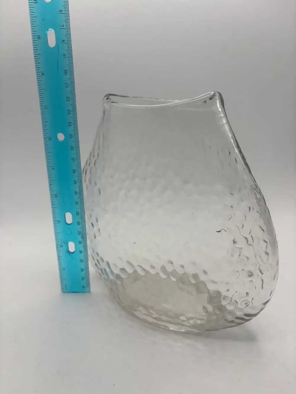 Vintage Clear Dimpled Honeycomb Art Glass Vase